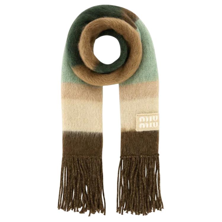 MIU MIU Шарф из мохера, нейлона и шерсти вязаный женский зеленый коричневый
MIU MIU Шарф из мохера, нейлона и шерсти вязаный женский зеленый коричневый