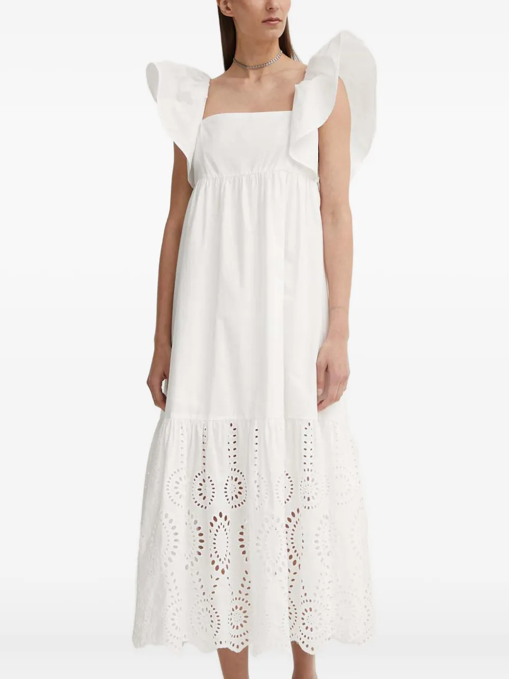 Платье с оборками и вышивкой английским стилем Résumé, белый
Платье с оборками и вышивкой английским стилем Résumé, белый