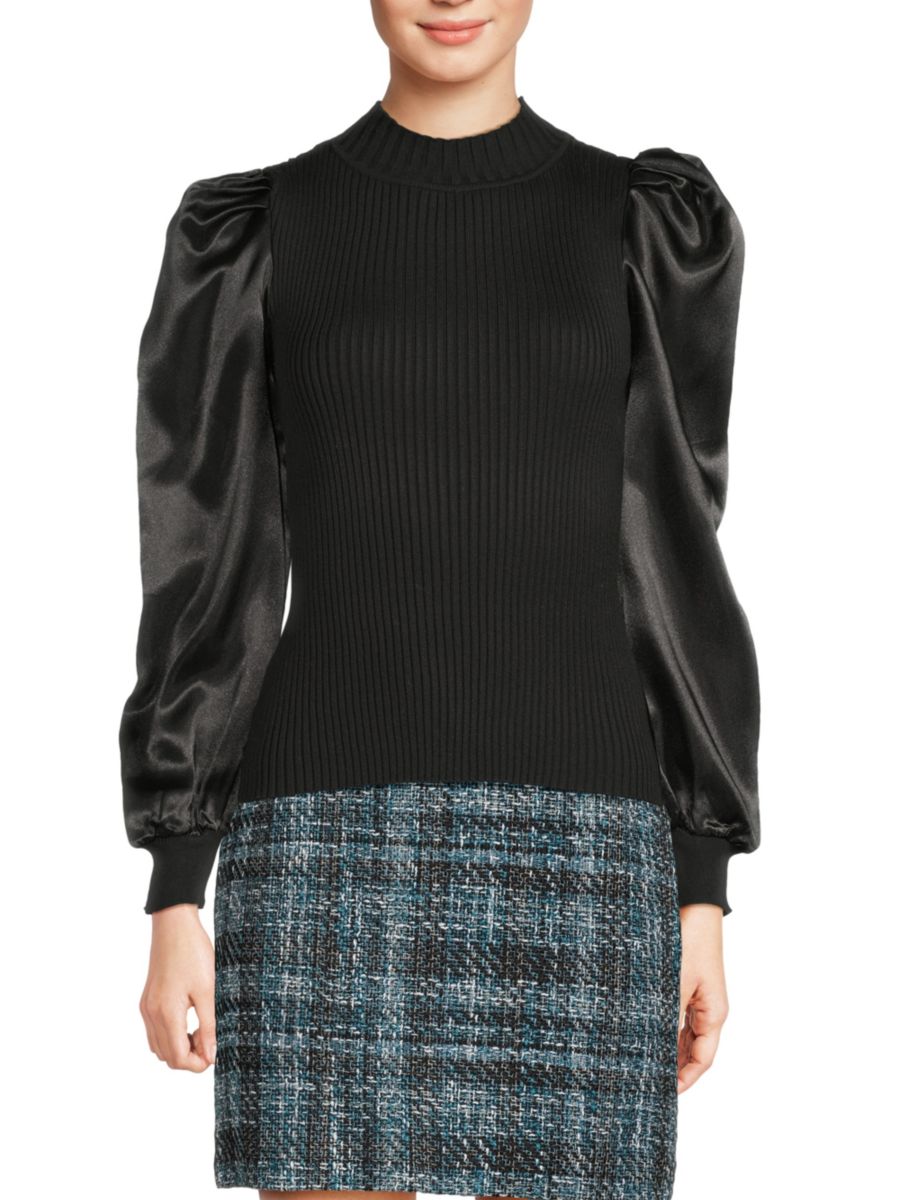 Топ с рукавами-буфами из смешанной ткани Lea & Viola, черный
Топ с рукавами-буфами из смешанной ткани Lea & Viola, черный