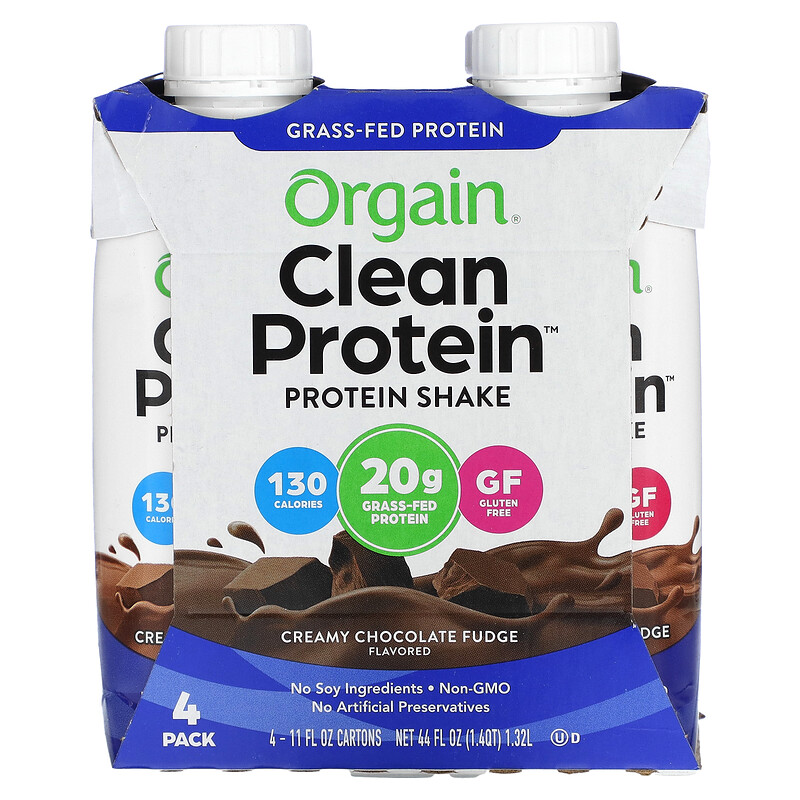 Orgain, Clean Protein Shake, сливочная шоколадная помадка, 4 пакетика, по 330 мл (11 жидк. унц.)
Orgain, Clean Protein Shake, сливочная шоколадная помадка, 4 пакетика, по 330 мл (11 жидк. унц.)