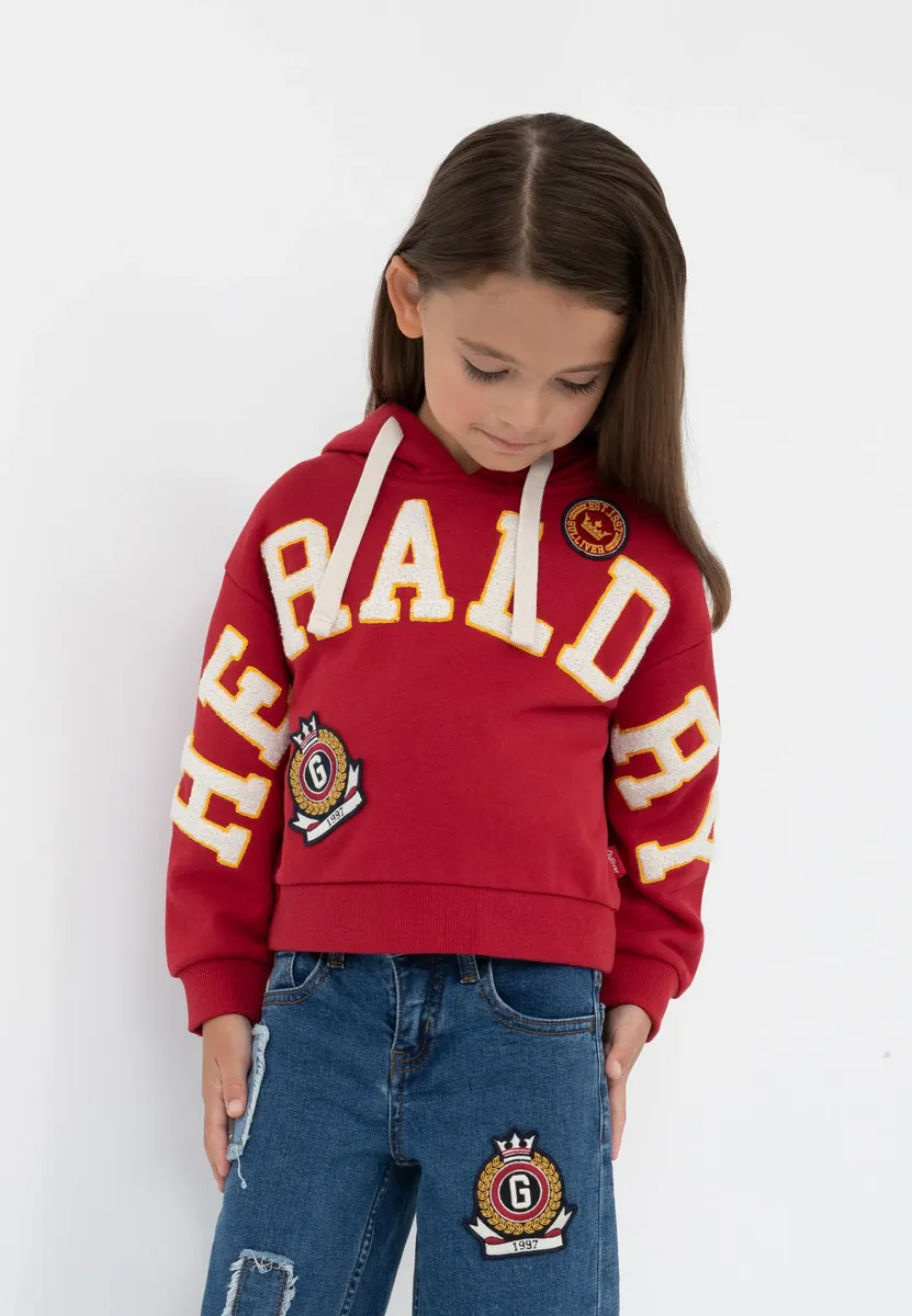 Толстовка Gulliver с капюшоном и крупным принтом спереди, красный 
Толстовка Gulliver с капюшоном и крупным принтом спереди, красный