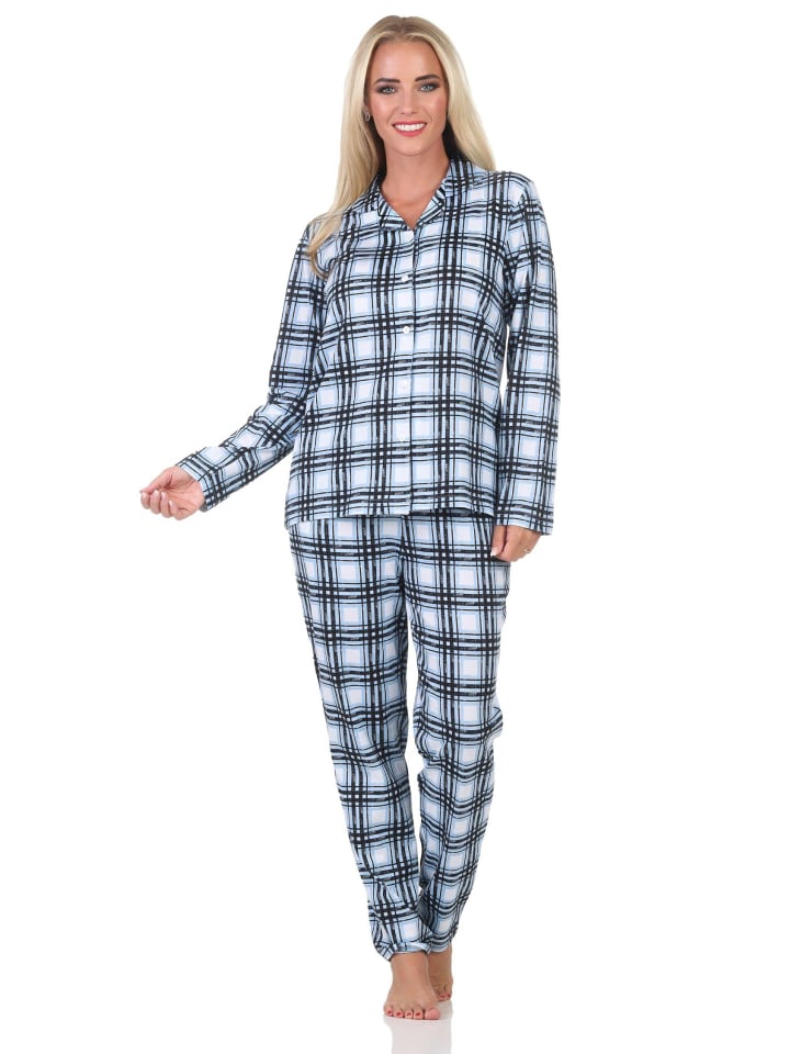 NORMANN Пижама с длинными рукавами из трикотажа, в клетку, больших размеров, светло-голубого цвета
NORMANN Пижама с длинными рукавами из трикотажа, в клетку, больших размеров, светло-голубого цвета