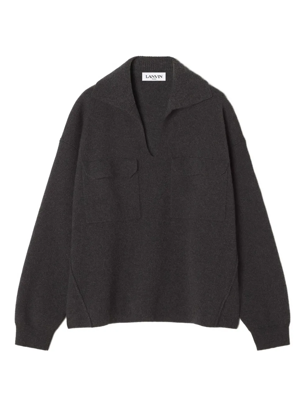Свитер с V-образным вырезом и накладными карманами Lanvin, черный
Свитер с V-образным вырезом и накладными карманами Lanvin, черный