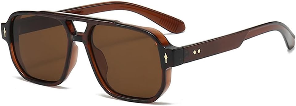 Винтажные мужские солнцезащитные очки с двойной перемычкой, прозрачные линзы, женские солнцезащитные очки с заклепками, защита от УФ-излучения UV400 HCPIHF, Brown Brown
Винтажные мужские солнцезащитные очки с двойной перемычкой, прозрачные линзы, женские солнцезащитные очки с заклепками, защита от УФ-излучения UV400 HCPIHF, Brown Brown