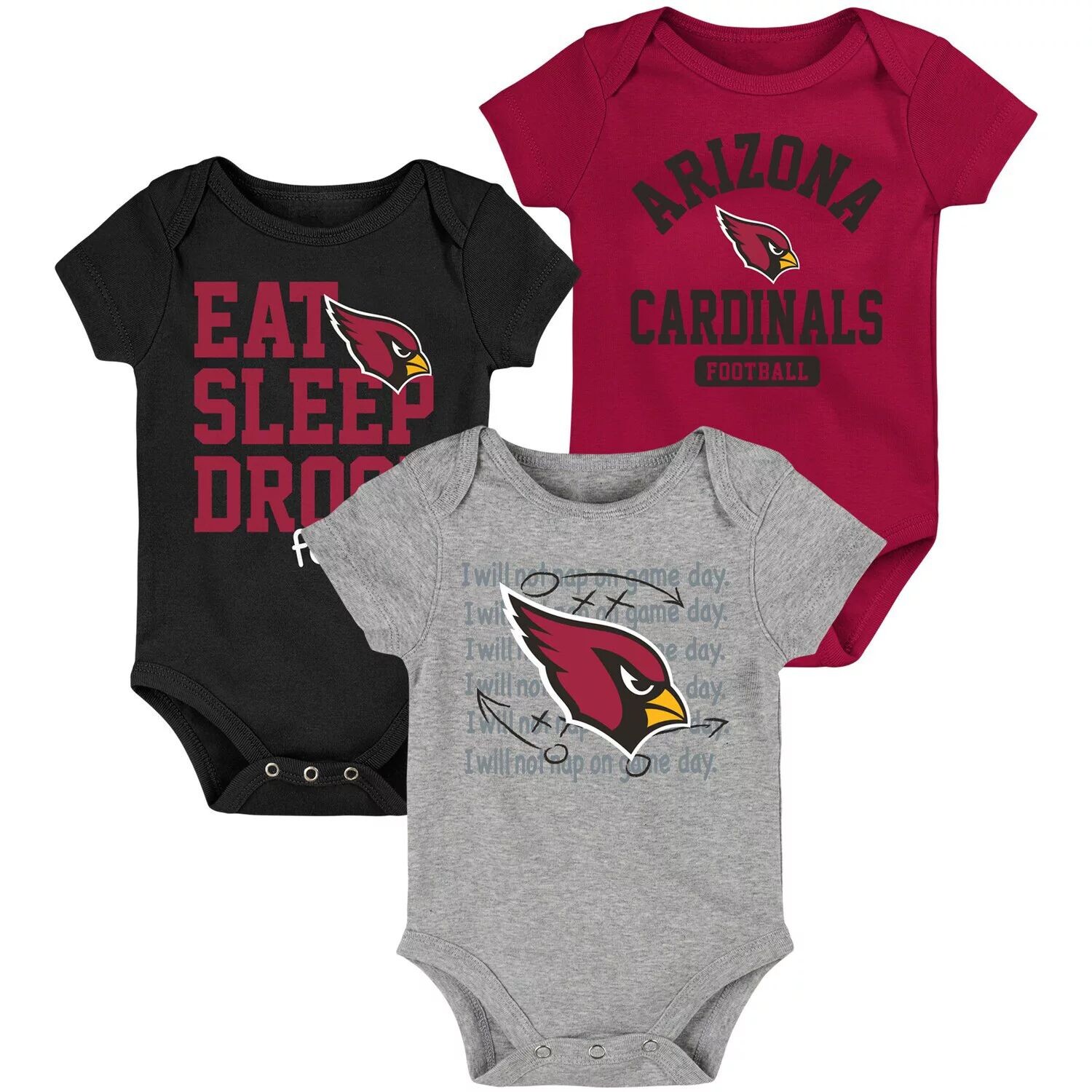 Комплект боди из трех частей для новорожденных и младенцев Cardinal/Black Arizona Cardinals Eat Sleep Drool Football Outerstuff
Комплект боди из трех частей для новорожденных и младенцев Cardinal/Black Arizona Cardinals Eat Sleep Drool Football Outerstuff