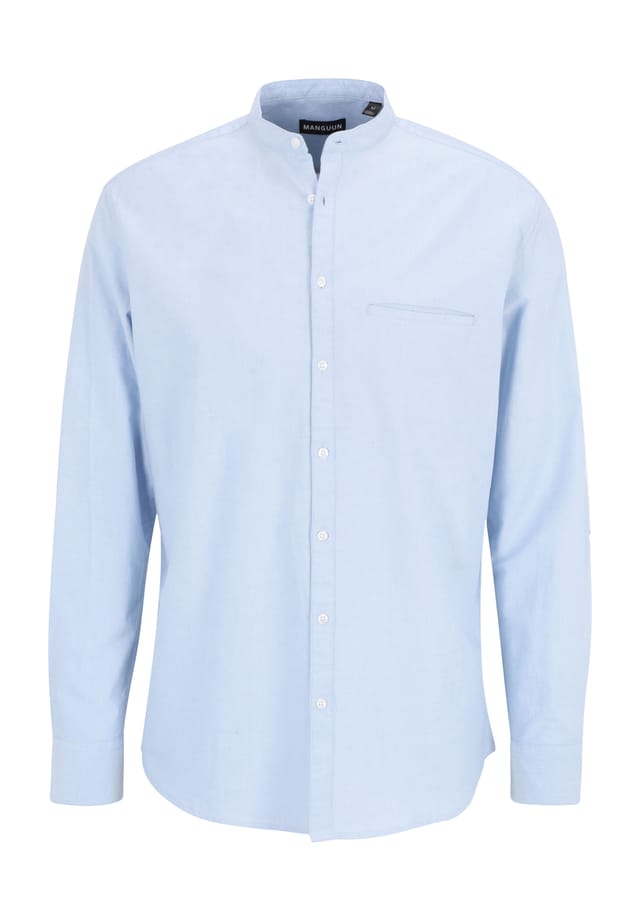 Повседневная рубашка из хлопка с воротником-стойкой Manguun, голубой
Повседневная рубашка из хлопка с воротником-стойкой Manguun, голубой
