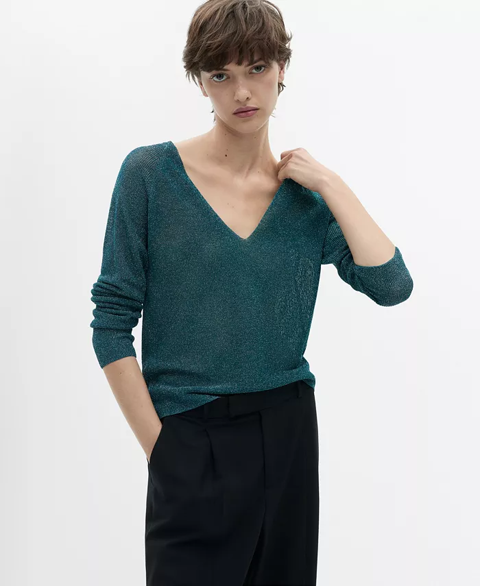 Женский свитер с V-образным вырезом и люрексом MANGO, зеленый
Женский свитер с V-образным вырезом и люрексом MANGO, зеленый