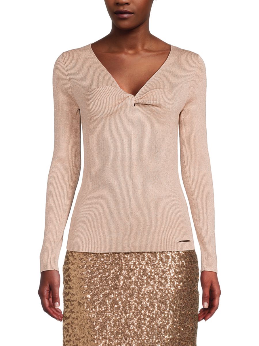 Ребристый блестящий топ с перекрученной передней частью Halston, цвет Rose
Ребристый блестящий топ с перекрученной передней частью Halston, цвет Rose