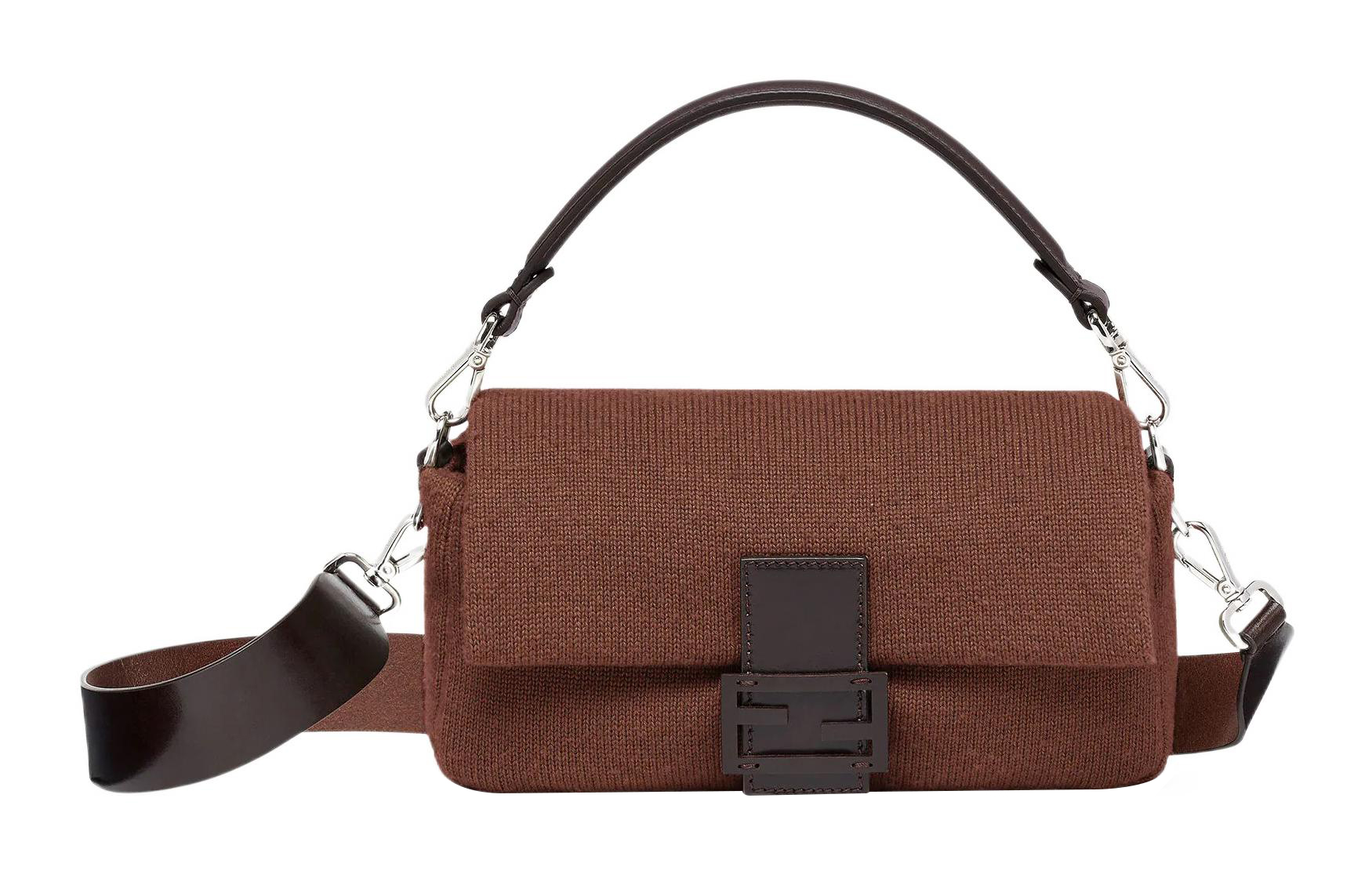 FENDI Сумка через плечо Baguette Fabric с кожаной вставкой, средняя, женская, коричневая
FENDI Сумка через плечо Baguette Fabric с кожаной вставкой, средняя, женская, коричневая