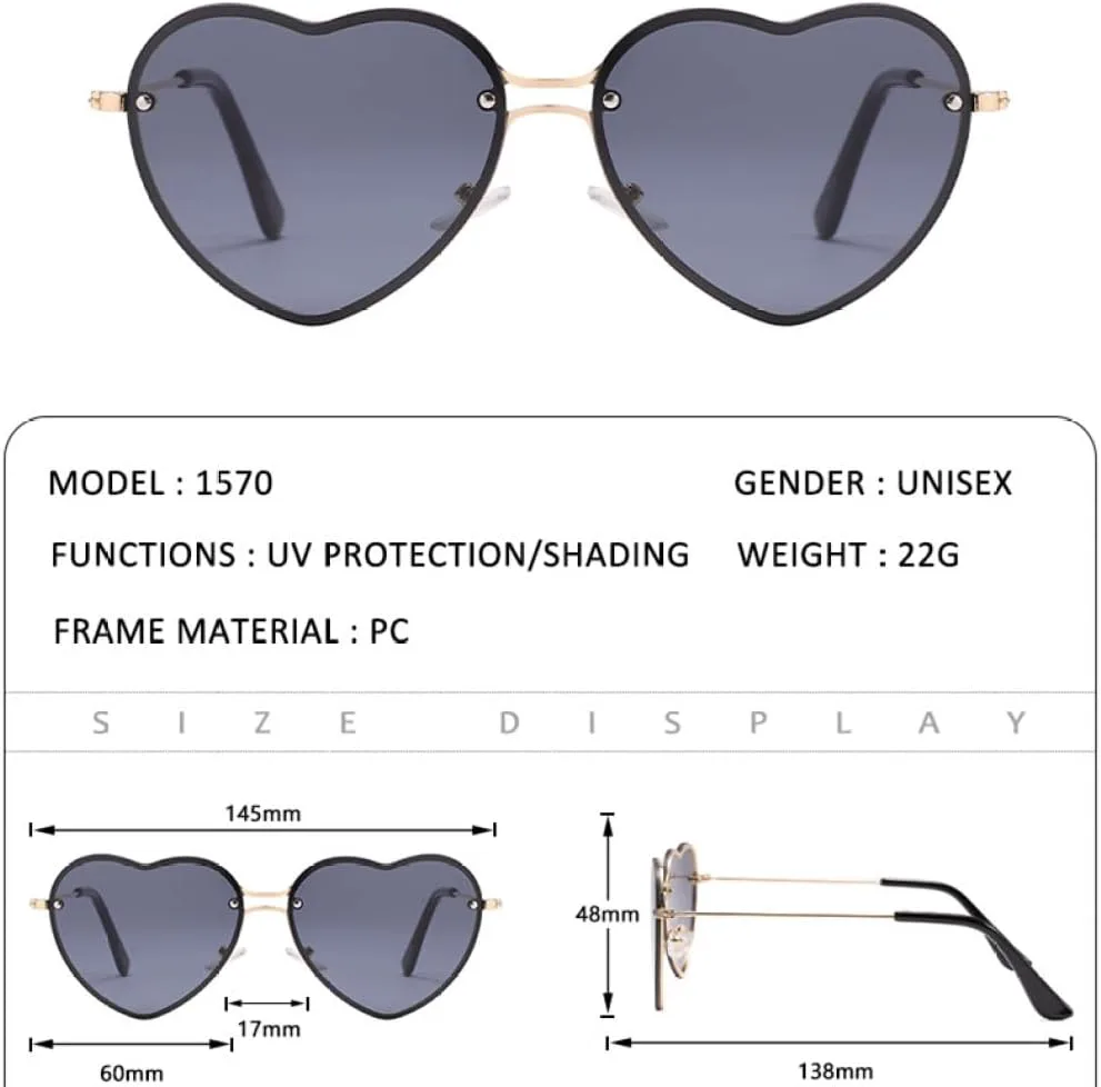 Солнцезащитные очки LVTFCO в форме сердца в стиле ретро, модные очки для вечеринок, женские и мужские очки для активного отдыха, защита от УФ-излучения UV400, C2
Солнцезащитные очки LVTFCO в форме сердца в стиле ретро, модные очки для вечеринок, женские и мужские очки для активного отдыха, защита от УФ-излучения UV400, C2