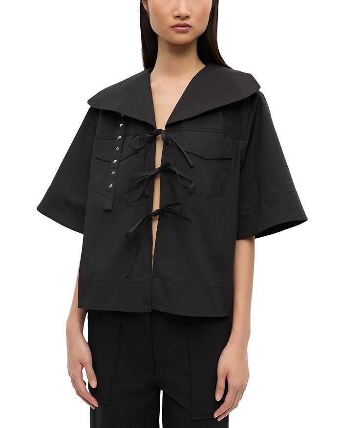 Эластичная хлопковая блузка GANNI, черный
Эластичная хлопковая блузка GANNI, черный