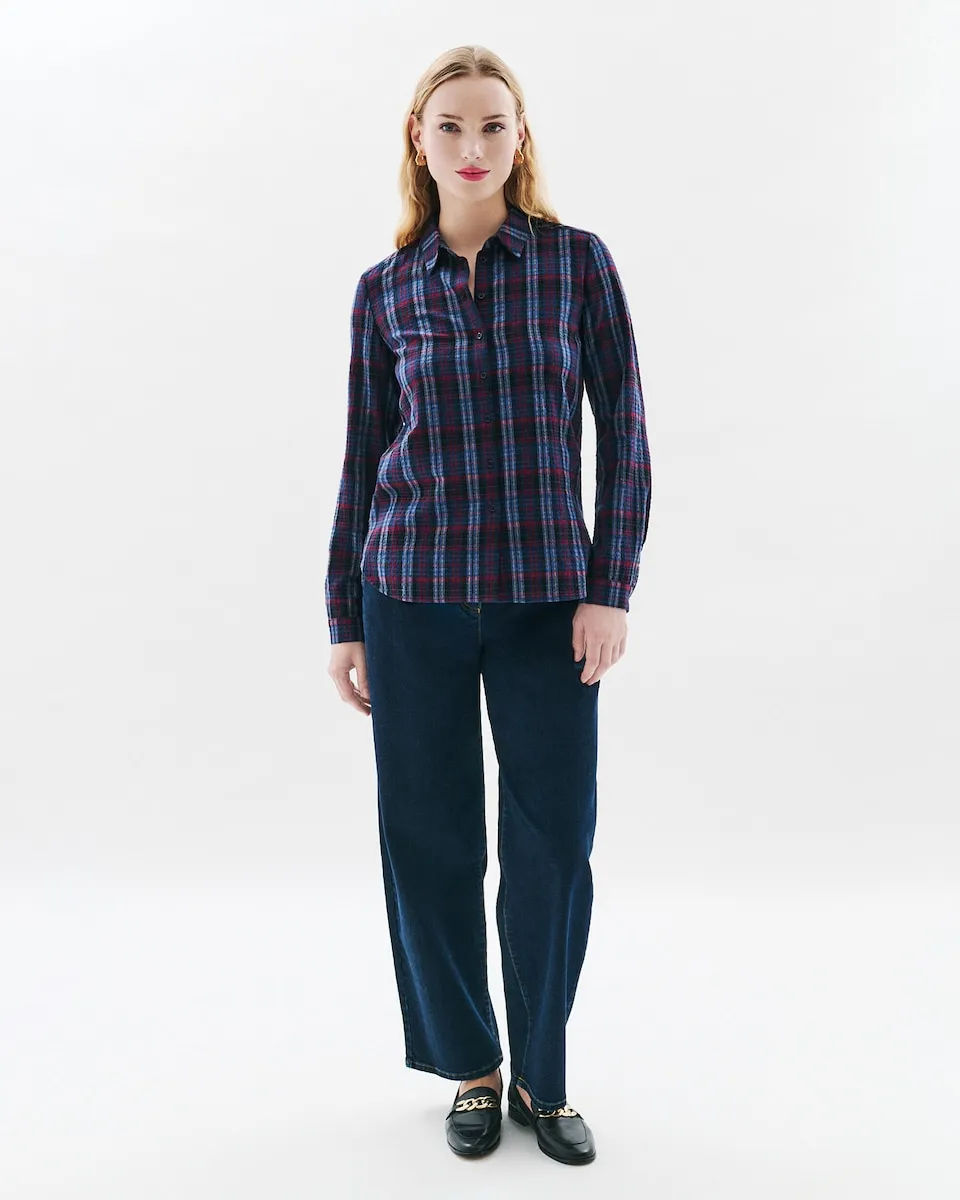 Женская рубашка в клетку с присборенным эффектом Caroll, темно-синий
Женская рубашка в клетку с присборенным эффектом Caroll, темно-синий