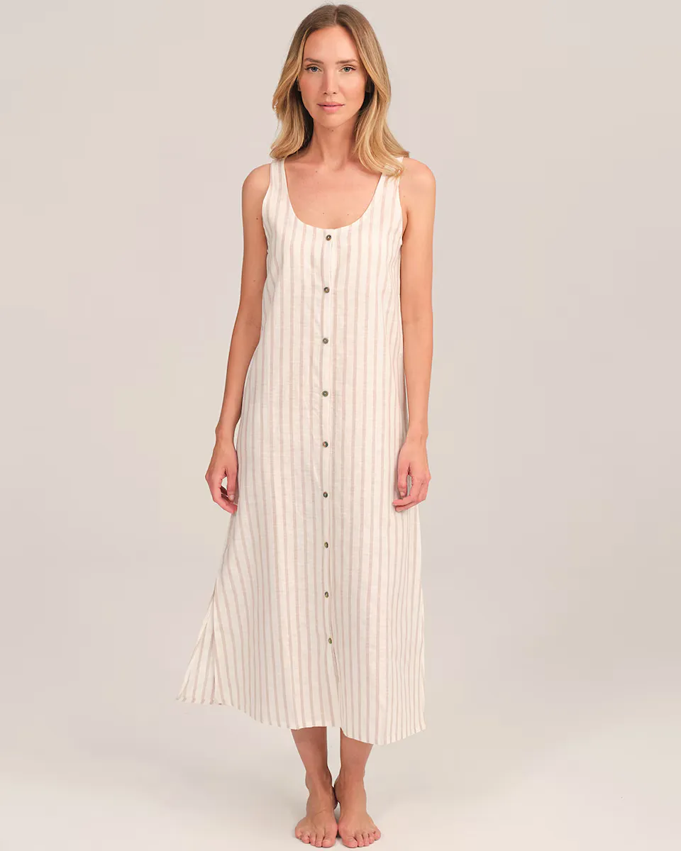 Длинная ночная рубашка с бретелями и пуговицами, с полосатым принтом J&J Brothers, бежевый
Длинная ночная рубашка с бретелями и пуговицами, с полосатым принтом J&J Brothers, бежевый