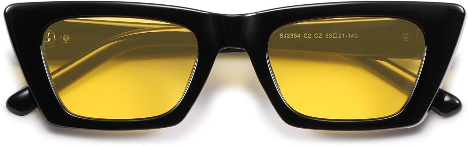 SOJOS Модные прямоугольные поляризованные солнцезащитные очки «кошачий глаз» для женщин и мужчин, ретро, маленькие узкие солнцезащитные очки с плоской верхней частью SJ2354, Black/Yellow, Night Vision
SOJOS Модные прямоугольные поляризованные солнцезащитные очки «кошачий глаз» для женщин и мужчин, ретро, маленькие узкие солнцезащитные очки с плоской верхней частью SJ2354, Black/Yellow, Night Vision