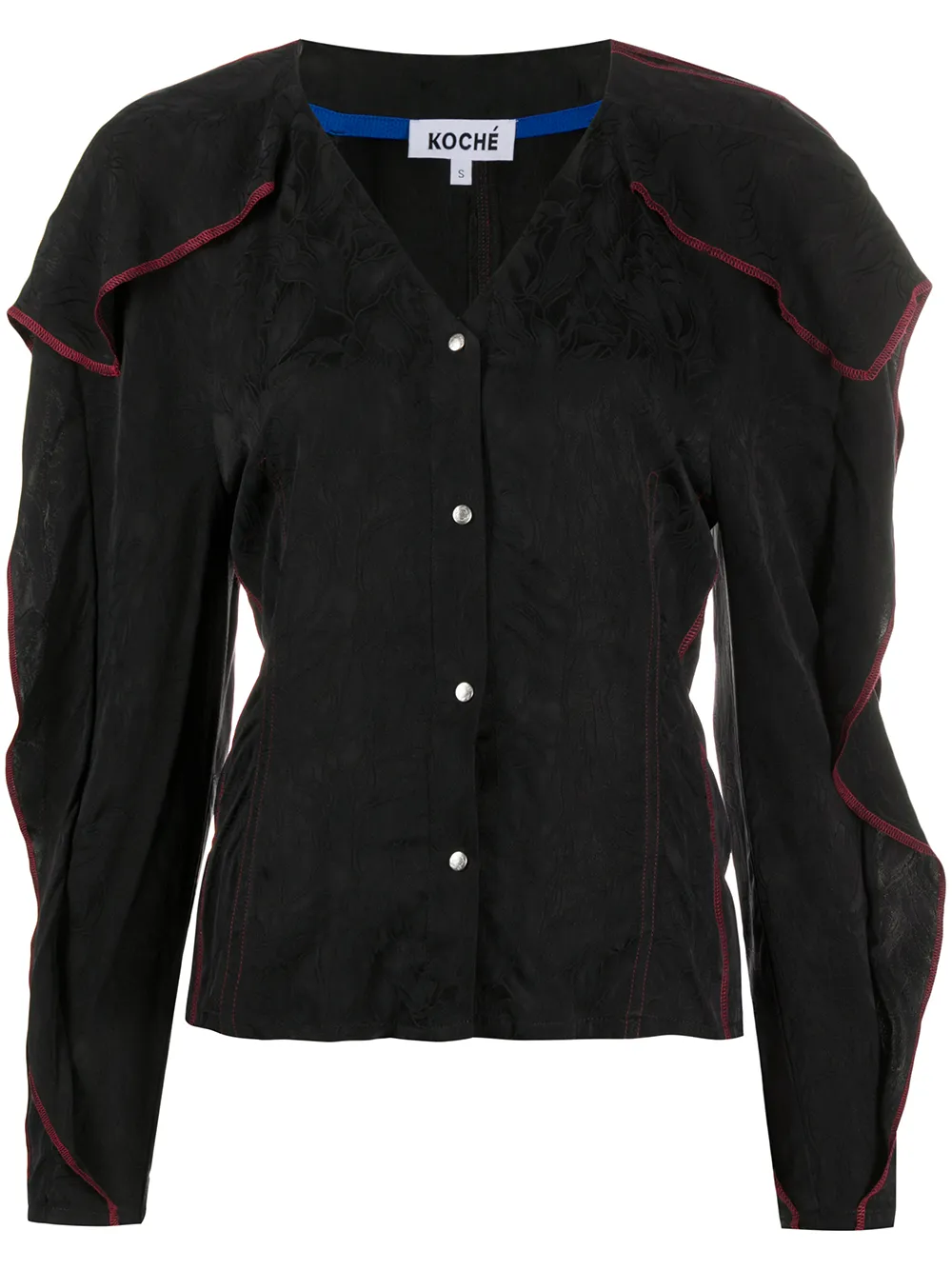 Жаккардовая рубашка с оборками Koché, черный
Жаккардовая рубашка с оборками Koché, черный