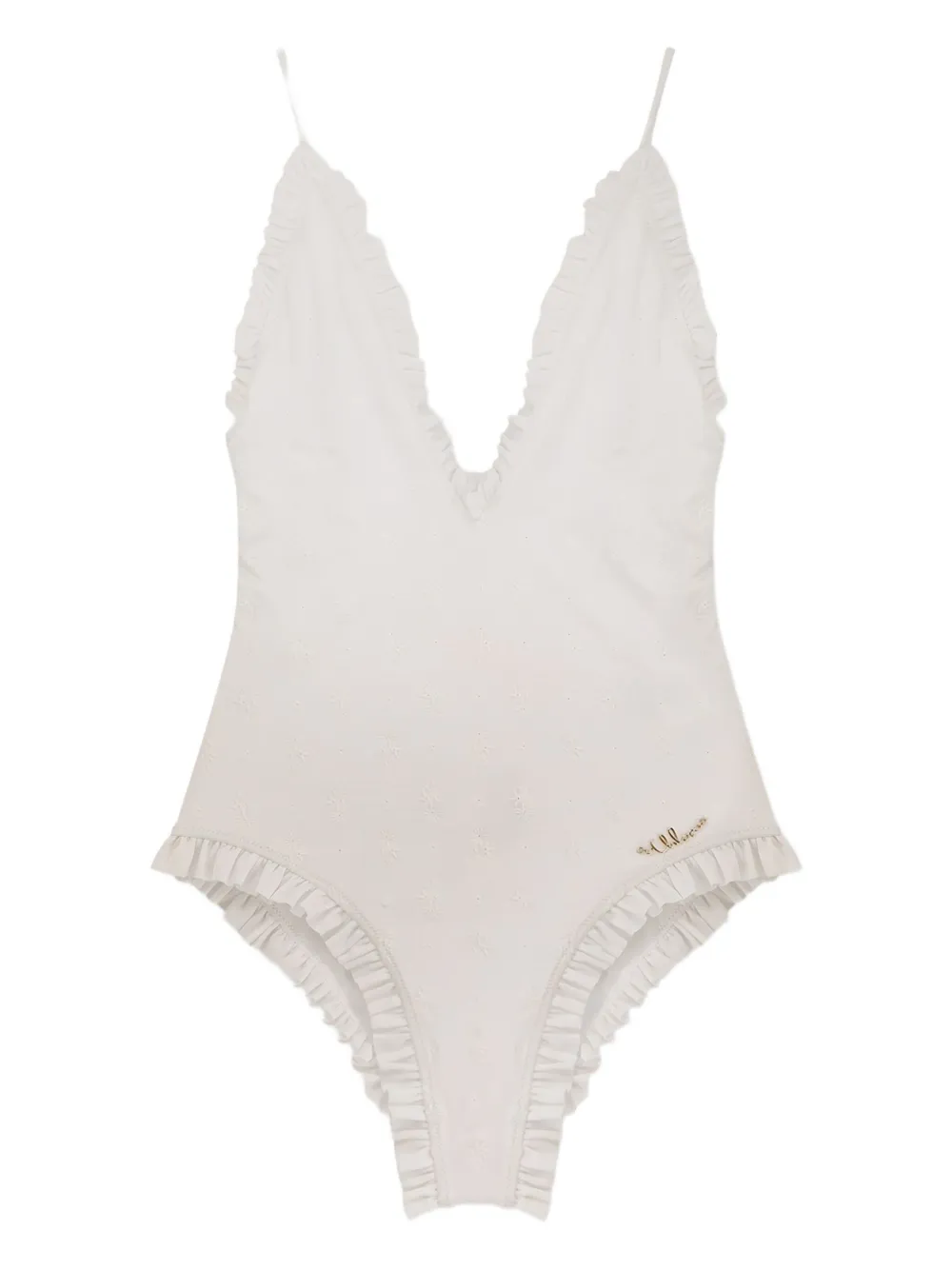Купальник с вышивкой и оборками CHLOÉ, белый
Купальник с вышивкой и оборками CHLOÉ, белый
