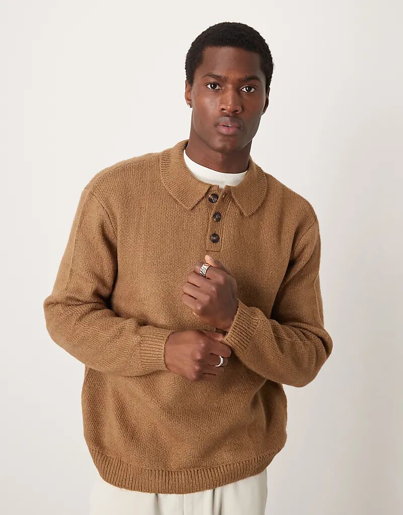 Свободная трикотажная рубашка-поло коричневого цвета с начесом ASOS DESIGN
Свободная трикотажная рубашка-поло коричневого цвета с начесом ASOS DESIGN