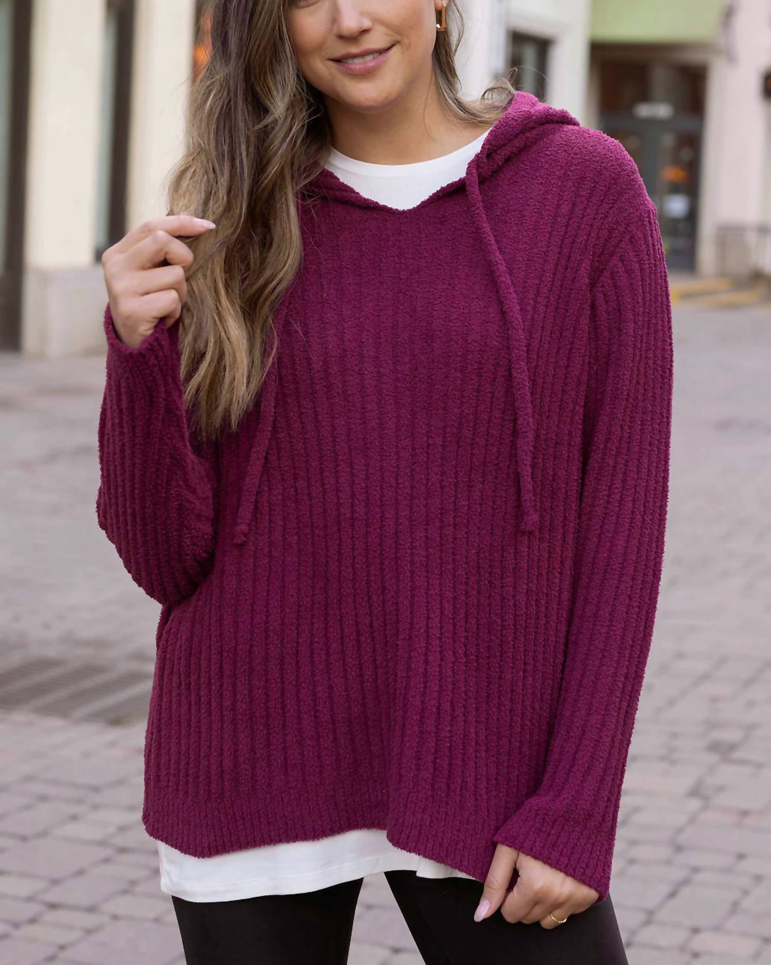 Малиновая худи с ребристой вязкой Grace and Lace
Малиновая худи с ребристой вязкой Grace and Lace