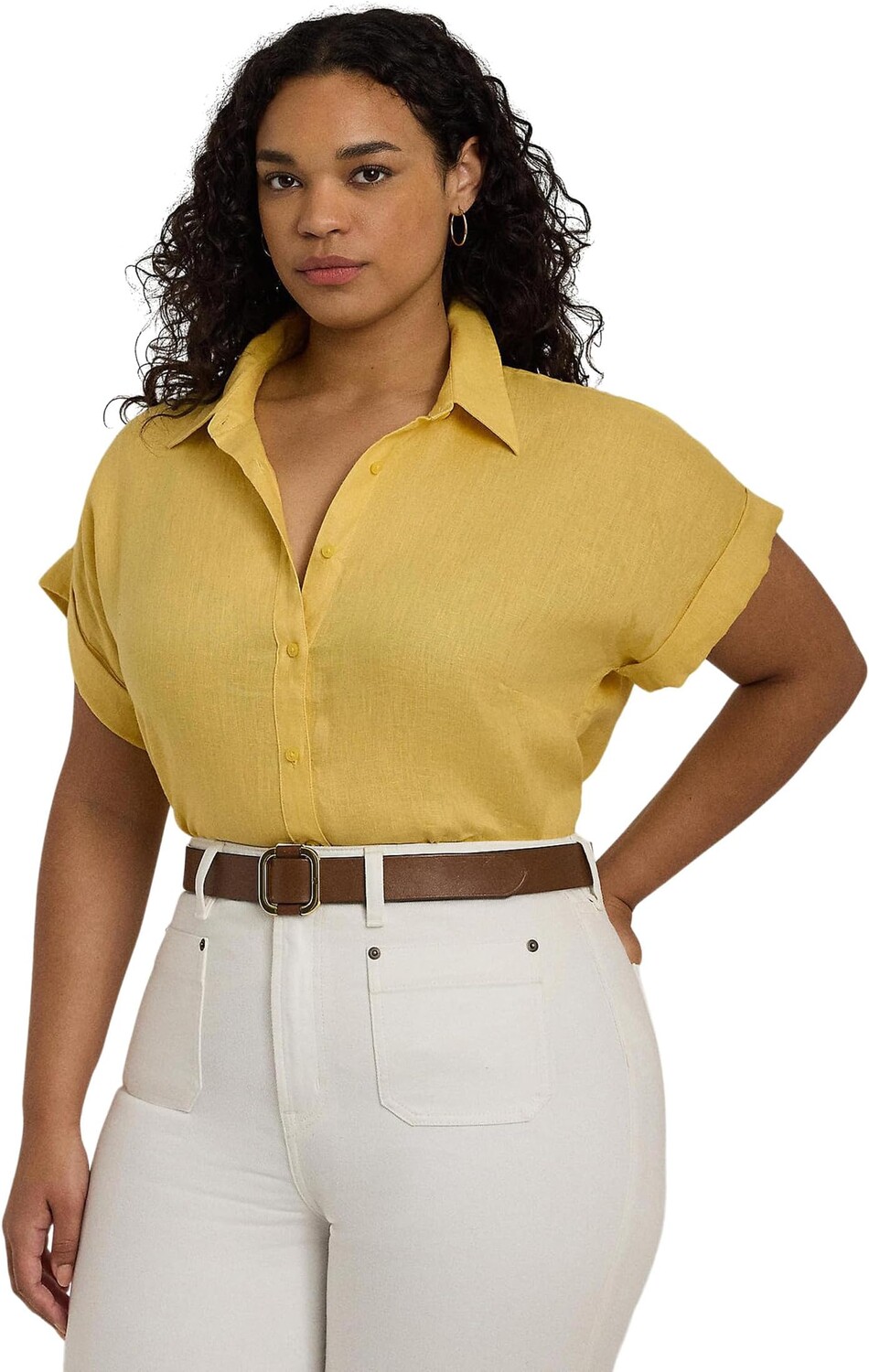 Рубашка Lauren Ralph Lauren Plus-Size Linen Dolman-Sleeve Shirt, цвет Primrose Yellow 
Рубашка Lauren Ralph Lauren Plus-Size Linen Dolman-Sleeve Shirt, цвет Primrose Yellow