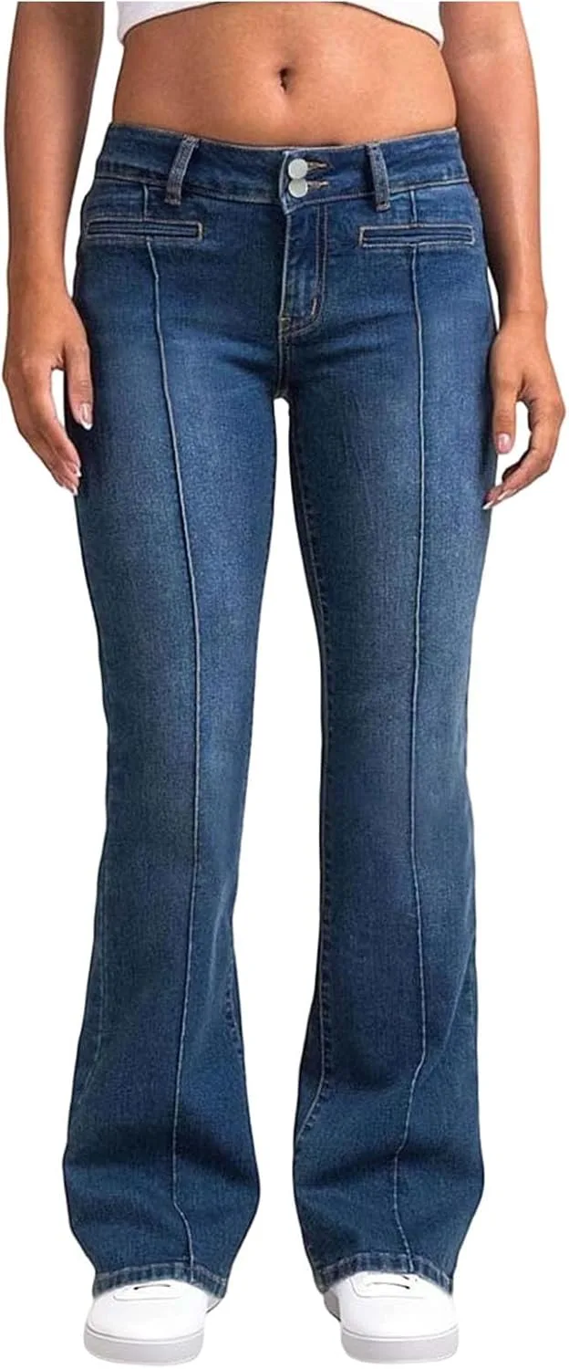 Джинсы Flared для женщин с формами, Casual, High Waisted, Stretchy, с эффектом контроля живота
Джинсы Flared для женщин с формами, Casual, High Waisted, Stretchy, с эффектом контроля живота