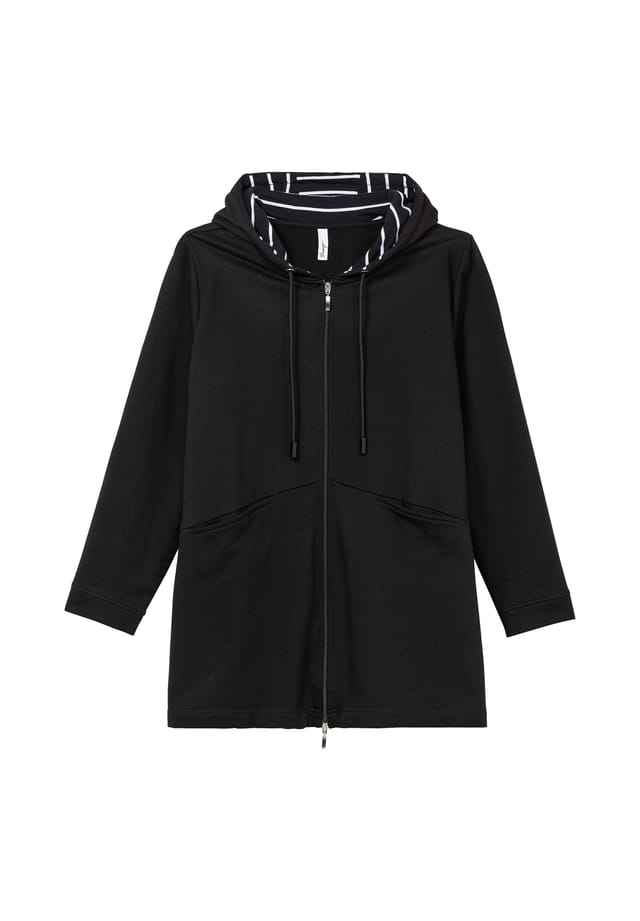 Толстовка с полосатой подкладкой на капюшоне Sheego, черный
Толстовка с полосатой подкладкой на капюшоне Sheego, черный