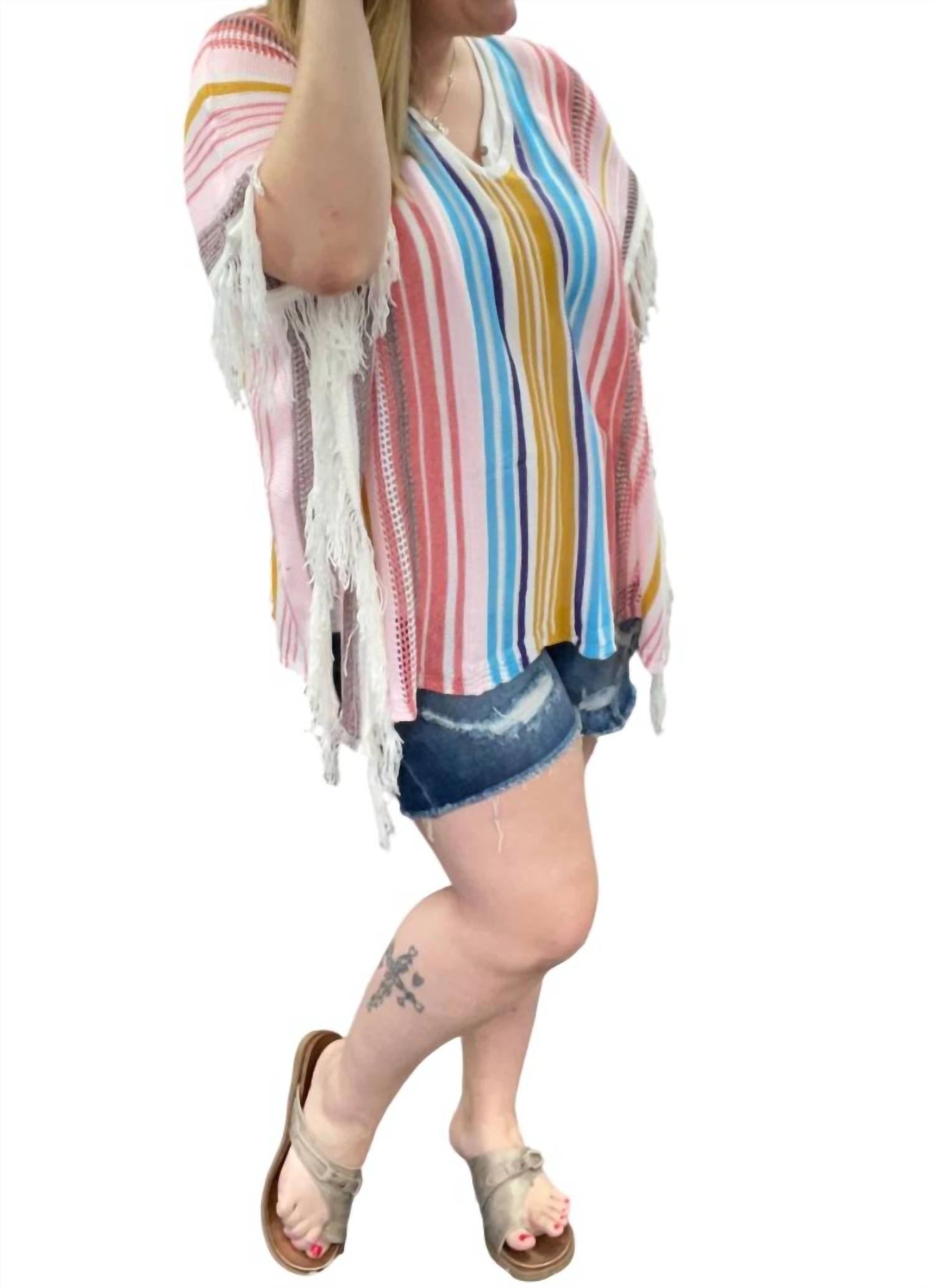 Вязаная накидка с кисточками Zara, цвет: разноцветный JadyK, мультиколор 
Вязаная накидка с кисточками Zara, цвет: разноцветный JadyK, мультиколор