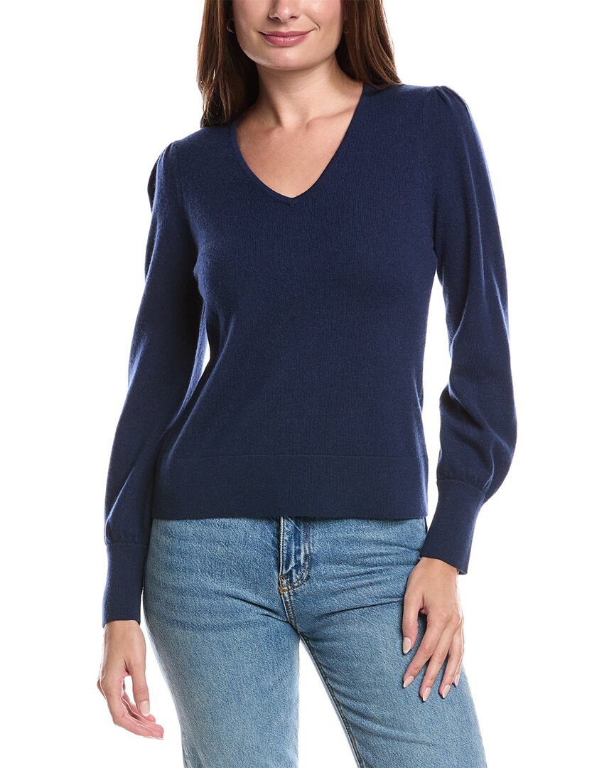 Форте Кашемир Свитер с присборенными рукавами из кашемира Forte Cashmere, синий 
Форте Кашемир Свитер с присборенными рукавами из кашемира Forte Cashmere, синий