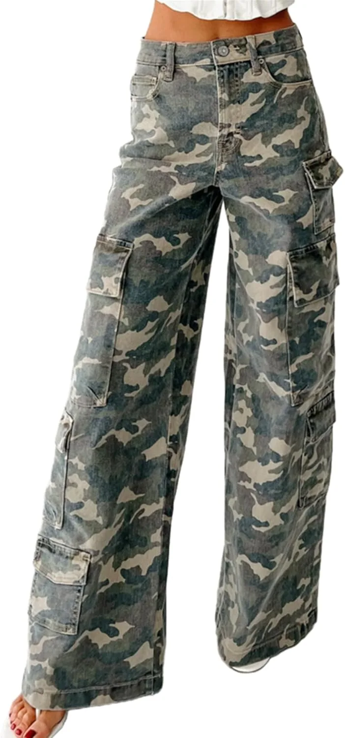 Женские джинсы-карго с камуфляжным принтом и широкими штанинами CENLLE
Женские джинсы-карго с камуфляжным принтом и широкими штанинами CENLLE