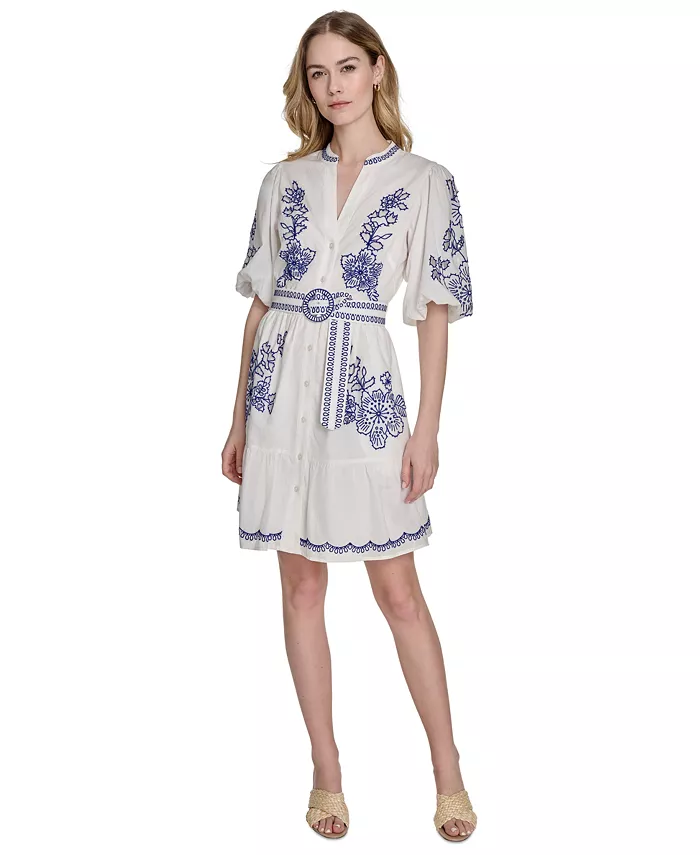 Мини-платье из хлопка с вышивкой, поясом и застежкой на пуговицы Petite Eliza J, белый
Мини-платье из хлопка с вышивкой, поясом и застежкой на пуговицы Petite Eliza J, белый