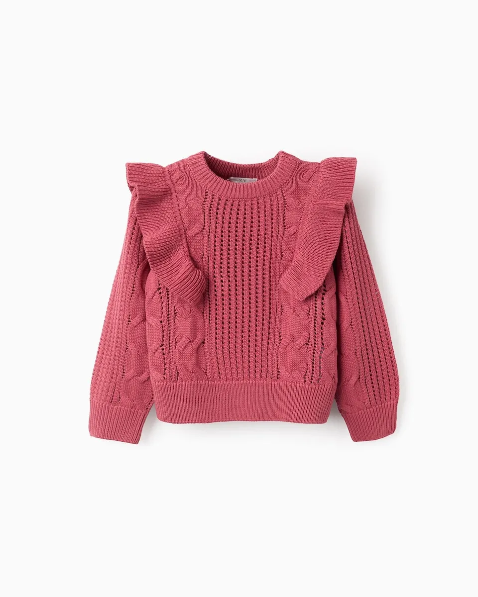 Детский вязаный джемпер с рюшами Zippy, розовый
Детский вязаный джемпер с рюшами Zippy, розовый