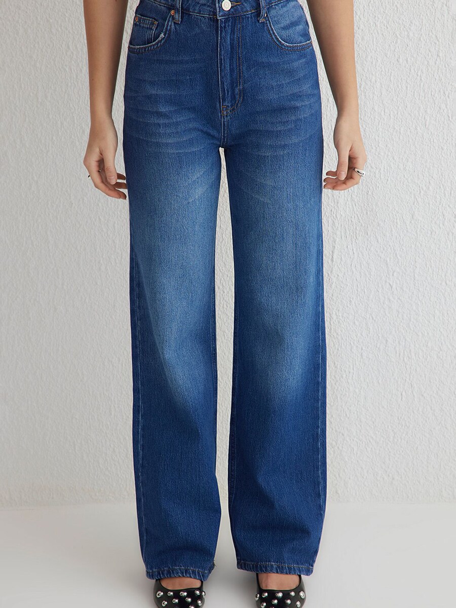 Джинсы с широкими штанинами Trendyol, темно-синий
Джинсы с широкими штанинами Trendyol, темно-синий