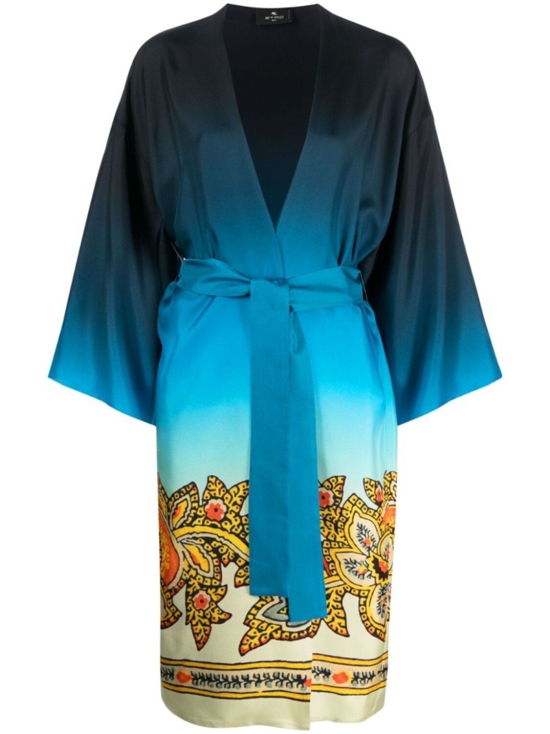 Пальто с принтом пейсли и завязками ETRO, синий 
Пальто с принтом пейсли и завязками ETRO, синий