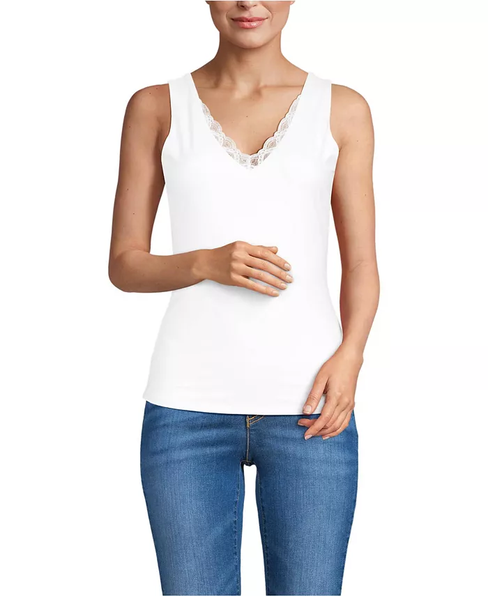Женская двухслойная кружевная майка с V-образным вырезом без застежек Lands' End, белый
Женская двухслойная кружевная майка с V-образным вырезом без застежек Lands' End, белый