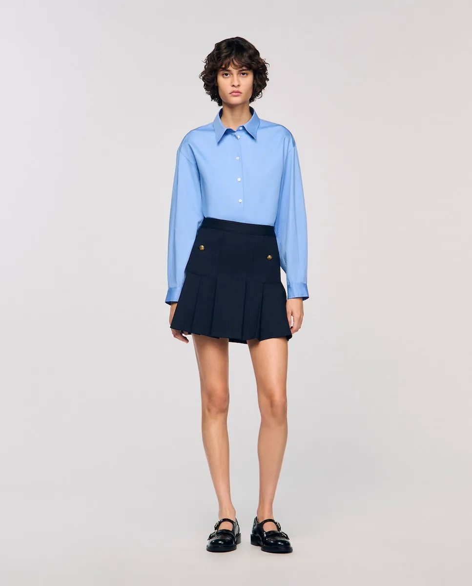 Короткая плиссированная юбка в полоску Sandro, темно-синий
Короткая плиссированная юбка в полоску Sandro, темно-синий