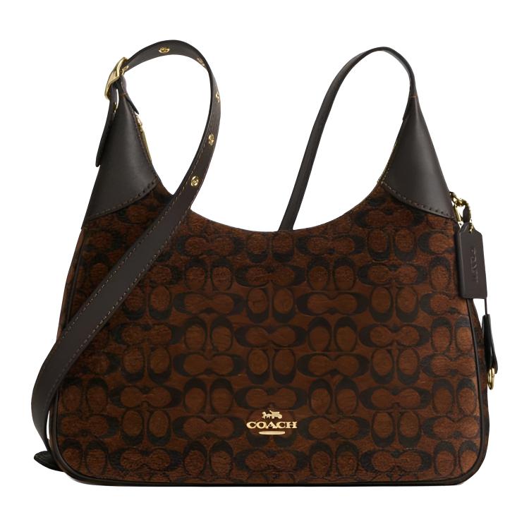 COACH Элла Тканевая подмышечная сумка через плечо большая женская трюфельная коричневая 
COACH Элла Тканевая подмышечная сумка через плечо большая женская трюфельная коричневая