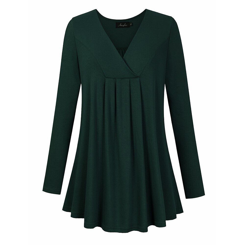 Женская туника больших размеров с длинным рукавом и V-образным вырезом, топы, плиссированная струящаяся футболка, повседневная свободная блузка Kojooin, цвет Dark Green
Женская туника больших размеров с длинным рукавом и V-образным вырезом, топы, плиссированная струящаяся футболка, повседневная свободная блузка Kojooin, цвет Dark Green