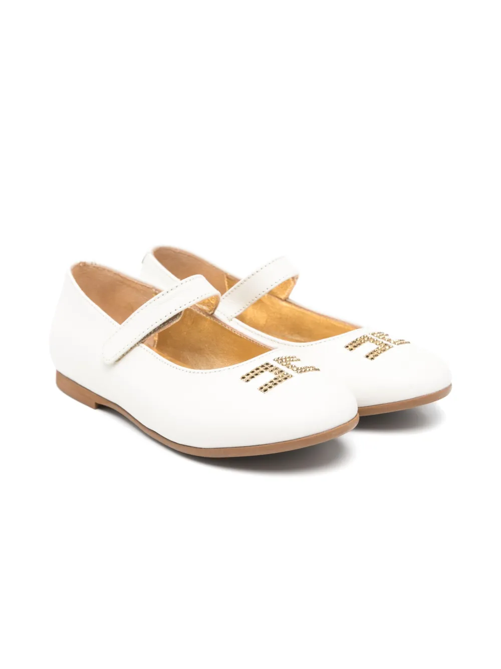 Балетки с логотипом Elisabetta Franchi La Mia Bambina, белый 
Балетки с логотипом Elisabetta Franchi La Mia Bambina, белый