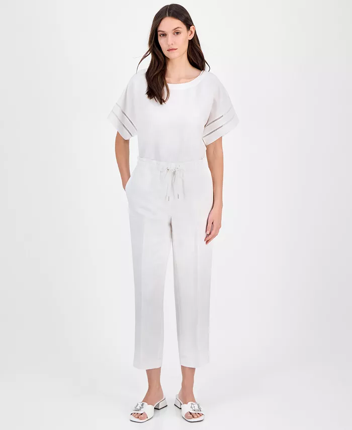 Укороченные брюки с завышенной талией и поясом на завязках Petite Anne Klein, белый
Укороченные брюки с завышенной талией и поясом на завязках Petite Anne Klein, белый