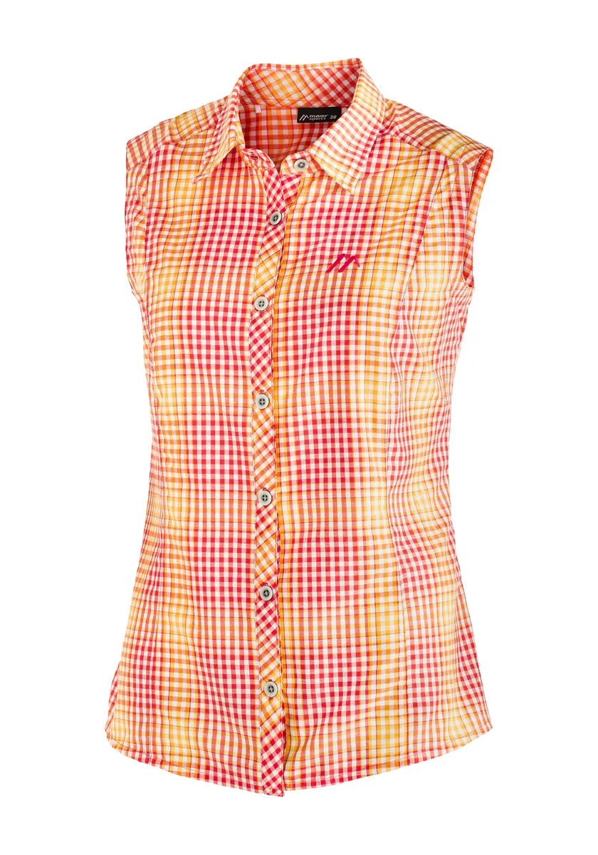 Функциональная блузка Maier Sports "Палома", клетчатая блузка без рукавов для походов, путешествий и отдыха, красный