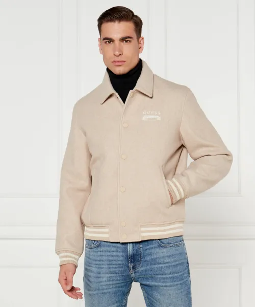 Бомбер Мелтон Regular fit Guess Jeans, бежевый 
Бомбер Мелтон Regular fit Guess Jeans, бежевый