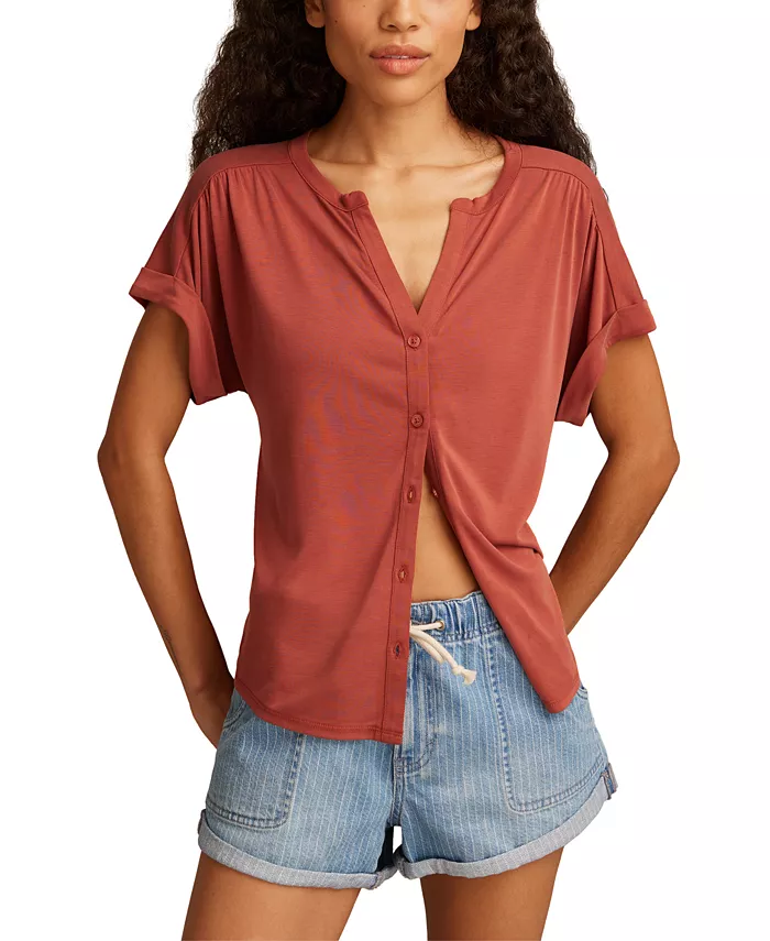 Женская рубашка с коротким рукавом и застежкой на пуговицы из сатинета Lucky Brand, оранжевый
Женская рубашка с коротким рукавом и застежкой на пуговицы из сатинета Lucky Brand, оранжевый