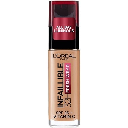 L'Oréal Paris Infallible 32H Fresh Wear Foundation Стойкое покрытие с полным покрытием, невесомое, гладкое покрытие, водостойкое, стойкое к переносу, с витамином С, SPF 25, 30 мл.
L'Oréal Paris Infallible 32H Fresh Wear Foundation Стойкое покрытие с полным покрытием, невесомое, гладкое покрытие, водостойкое, стойкое к переносу, с витамином С, SPF 25, 30 мл.