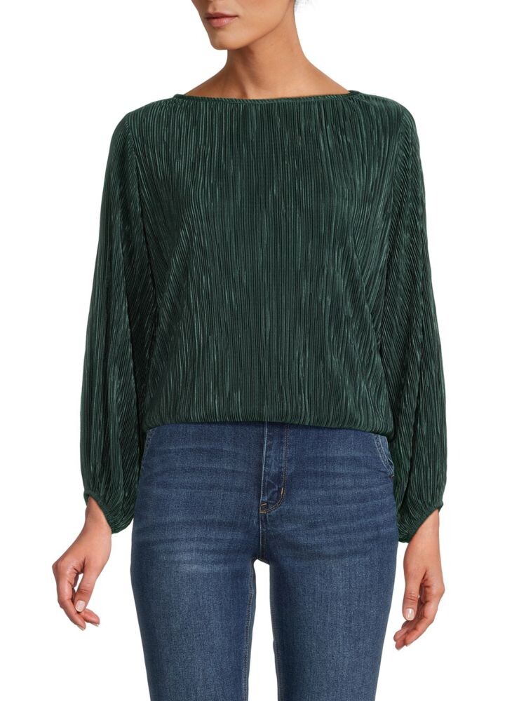 Плиссированный топ с пышными рукавами Renee C., цвет Olive 
Плиссированный топ с пышными рукавами Renee C., цвет Olive