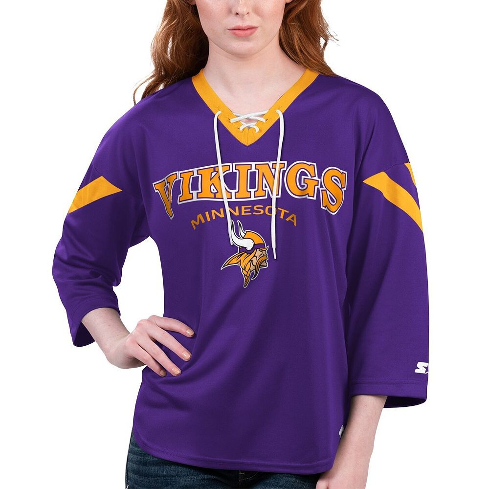 Женская фиолетовая футболка Starter Minnesota Vikings Rally со шнуровкой и рукавами 3/4, цвет Mvk Purple
Женская фиолетовая футболка Starter Minnesota Vikings Rally со шнуровкой и рукавами 3/4, цвет Mvk Purple