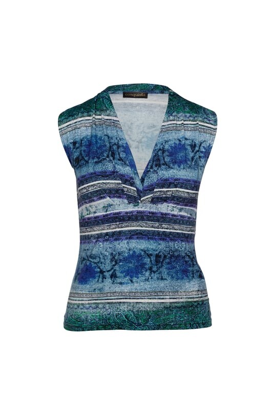 Топ без рукавов бензинового цвета с искусственным принтом с запахом Conquista, зеленый
Топ без рукавов бензинового цвета с искусственным принтом с запахом Conquista, зеленый