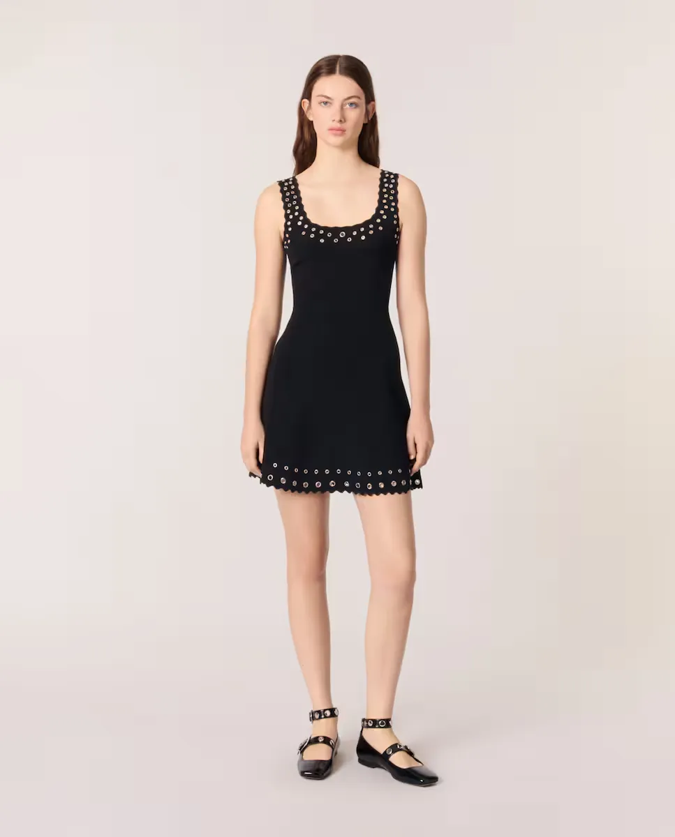 Короткое ажурное трикотажное платье Maje, чёрный
Короткое ажурное трикотажное платье Maje, чёрный