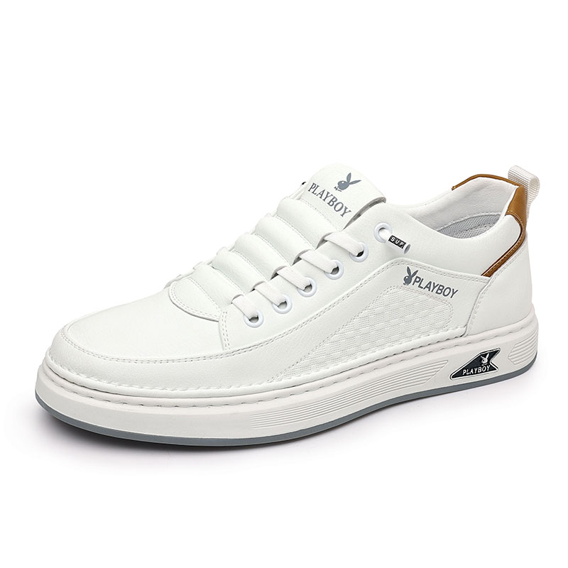 Мужские дышащие низкие кроссовки для скейтбординга Playboy, 7779 White 
Мужские дышащие низкие кроссовки для скейтбординга Playboy, 7779 White