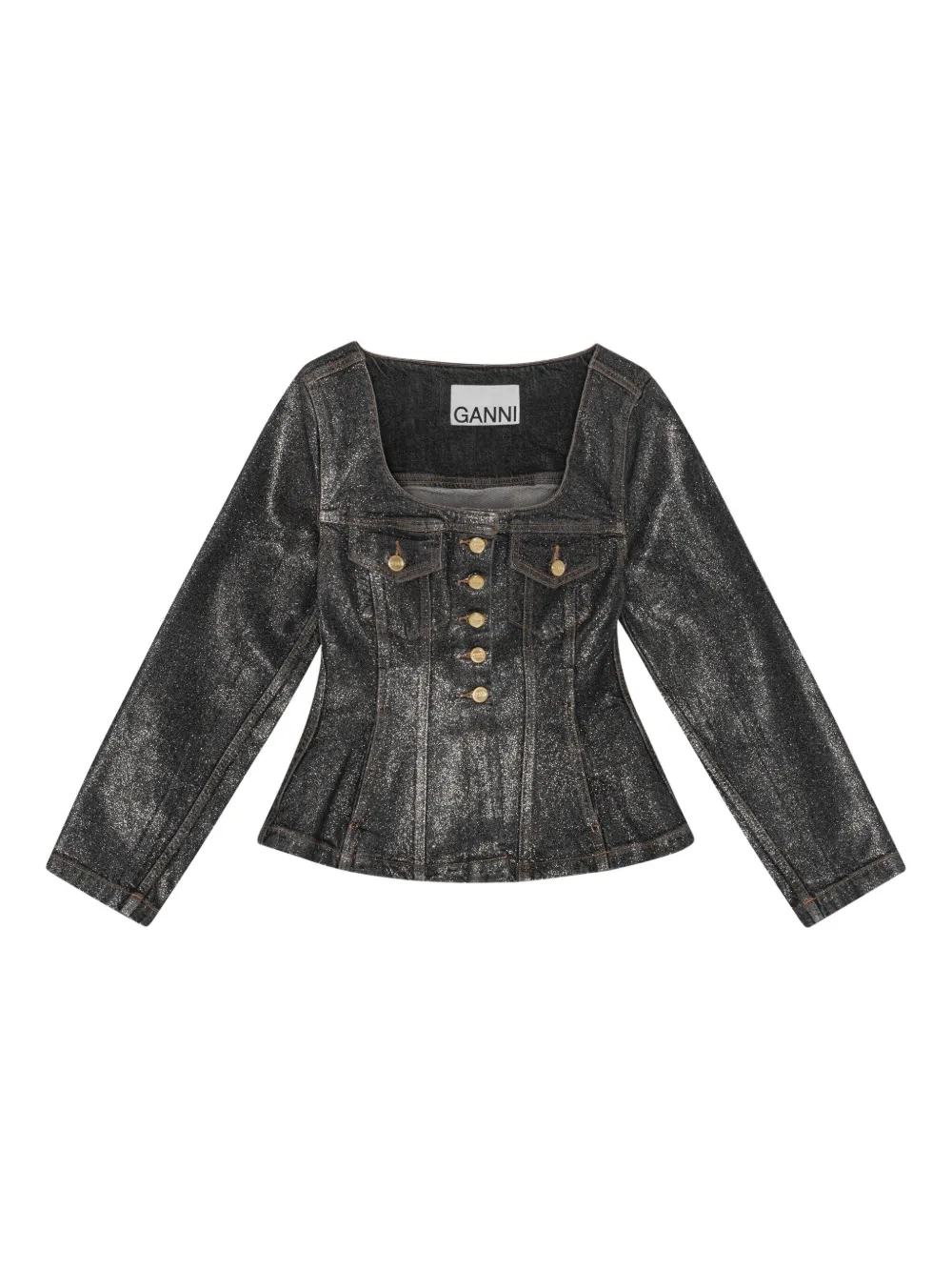 Джинсовая куртка с квадратным вырезом GANNI, черный
Джинсовая куртка с квадратным вырезом GANNI, черный