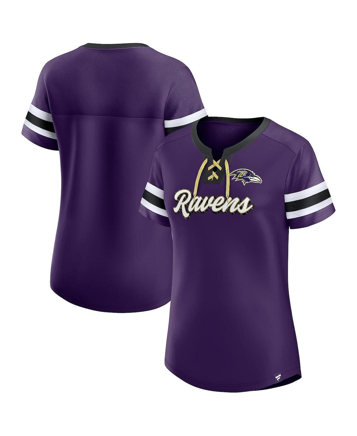 Женская фиолетовая футболка с логотипом Baltimore Ravens Original State на шнуровке Fanatics
Женская фиолетовая футболка с логотипом Baltimore Ravens Original State на шнуровке Fanatics