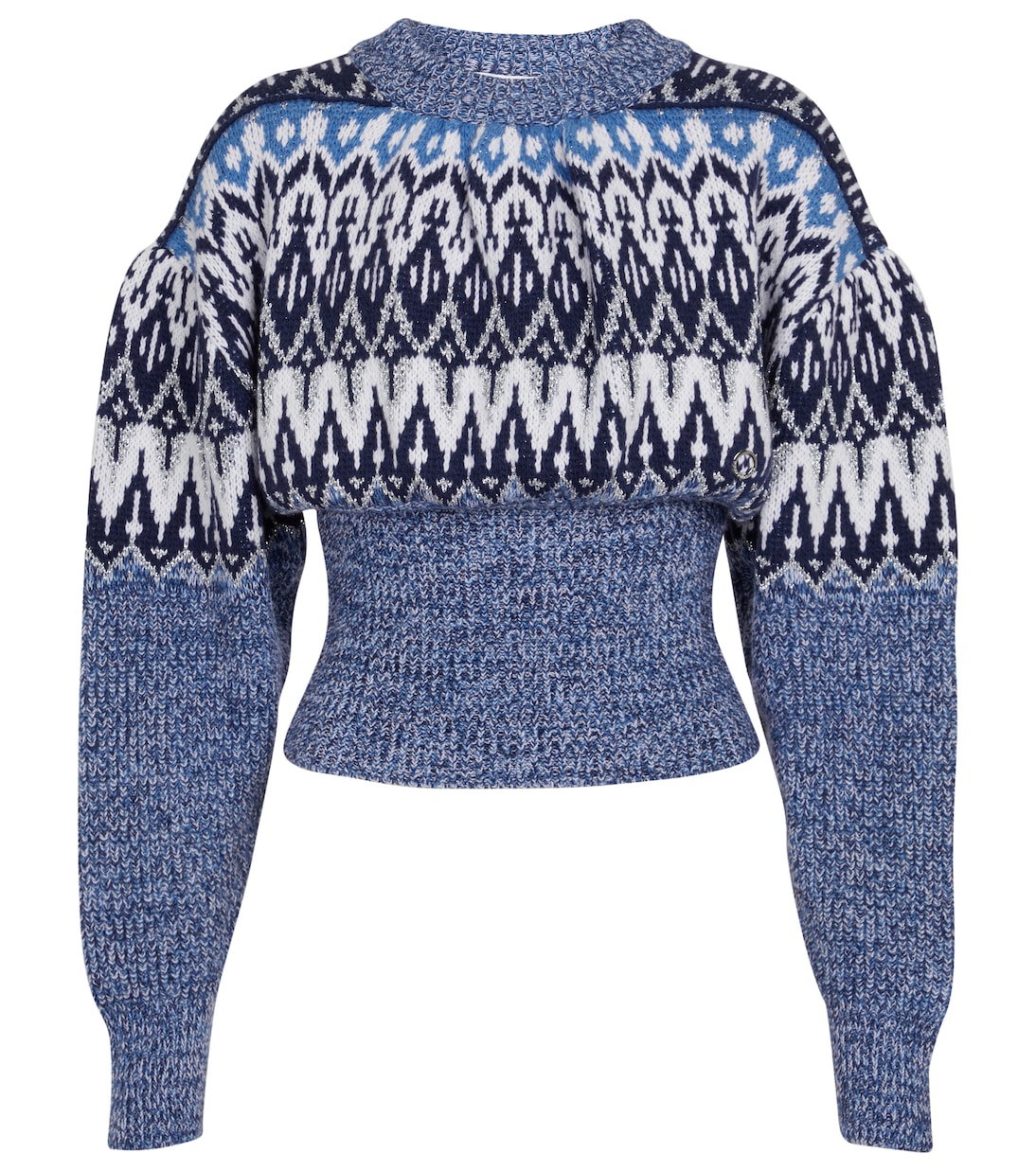 Жаккардовый свитер из смесовой шерсти Rabanne, Bleu Nordique
Жаккардовый свитер из смесовой шерсти Rabanne, Bleu Nordique